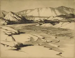 Cornelius Botke, Furnace Creek Wash, Death Valley, etching, ca. 1930