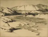 Cornelius Botke, Furnace Creek Wash, Death Valley, etching, ca. 1930