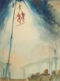 Kae Dorn Cass, Circus Trapeze, watercolor on paper