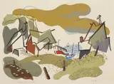 Philip Hicken, Boats at St. Valery, silkscreen in colors