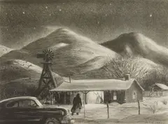 Peter Hurd, The Late Call, lithograph, 1949