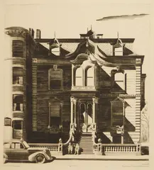 Lawrence Kupferman, Victorian Mansion, drypoint, 1938