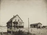 Armin Landeck, Sunset Palace Lodge (Kraeft 69), drypoint, 1938