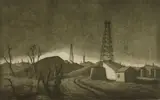 J. Jay Mc Vicker, Oklahoma Twilight, etching and aquatint, 1941