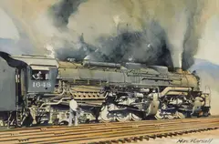 Mike Pearsall, C & O Railroad Steam Locomotive Class H-8 Alleghany, 2-6-6-6, Engine #1648, Handley, WV, watercolor on paper