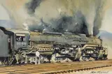 Mike Pearsall, C & O Railroad Steam Locomotive Class H-8 Alleghany, 2-6-6-6, Engine #1648, Handley, WV, watercolor on paper