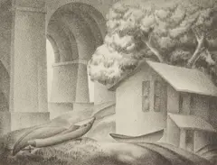 Composition by Manuel Silsberger, lithograph, 1937, offered Feb 2024