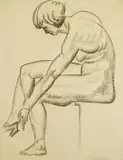 William Sommer, Seated Female Nude, charcoal on paper