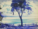 Paul B. Travis, Lake Scene, watercolor on paper