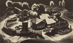 Lynd Ward, Corral- Tres Cumbres, woodcut, singed and