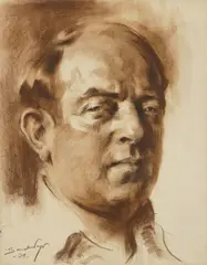 Self-Portrait chalk on paper by Sandor Vago, 1929, chalk on paper, offered Feb 2024