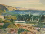 Frank N. Wilcox, Pacific Coastal Scene, watercolor on paper