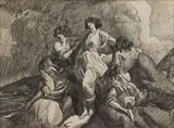 Frank N. Wilcox, The Three Graces, charcoal on paper, matted and