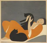 Will Barnet, Woman and Cats (Cole 134), lithograph in colors