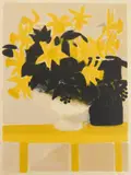 André Brasilier, Yellow Flowers, lithograph in colors