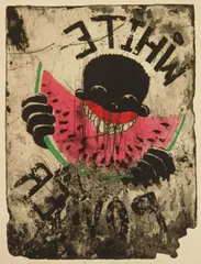 Michael Ray Charles, White Power, aquatint and open bite etching in colors, 1994