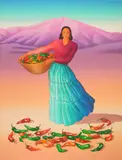 R. C. Gorman, Taos Harvest, lithograph in colors, 1954