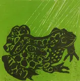 Matsubara Naoko, Rain woodblock in two colors, 1971, woodcut