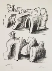 Two Rock Reclining Figures (Cramer 102) by Henry Moore, lithograph, 1967, offered Feb 2024