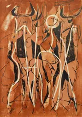 Adja Yunkers, Las Lolitas, woodcut in colors