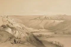 Jerusalem as seen from the Mount of Olives by David Roberts, lithograph, 1839, offered Dec 2023