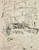 Pierre Bonnard, Le Parc Monceau (Bouvet 114), etching, 1937, as published in the book 'Paris'