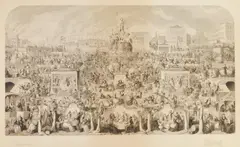 George Cruikshank, The Worship of Bacchus, etching, 1865, after the original oil painting held at the Tate Gallery in London
