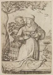 Daniel Hopfer, Lovers (Soldier Embracing a Woman), etching, ca. 1520