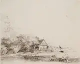 Rembrandt, Landscape with A Cow Drinking (Bartsch 237), etching on laid paper, ca. 1650