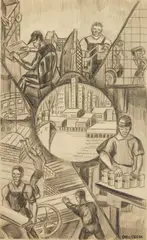Mural Study by Otto Brede, graphite on paper, offered Dec 2023