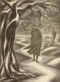 Isaac Friedlander, Figure Walking, woodcut