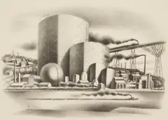 Albert William Heckman, Industrial Scene, lithograph, estate