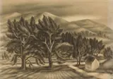 Albert William Heckman, Windblown Trees, lithograph