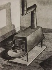 Shaker Stove (Kraeft 72) by Armin Landeck, drypoint, 1938, offered Dec 2023