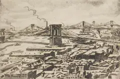 Joseph Margulies, Brooklyn Bridge, New York, etching