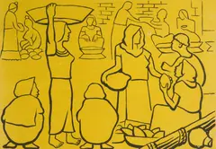 El Mercado by Diego Rivera, lithograph in yellow and black on wove paper, 1930, offered Dec 2023