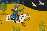 Paul B. Arnold, Hunters, woodcut in colors, 2001