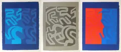 Chryssa, Untitled 3, silkscreen in colors on hand-made paper, 1978, all 3