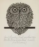 Jacques Hnizdovsky, Owl (Tahir 53), woodcut, 1964