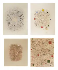 Untitled suite of 4 by David Shapiro, silkscreen and collage, ca. 1978, all, offered Dec 2023