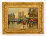 Édouard Cortès, Place Saint Michel et Notre Dame, Oil on Canvas