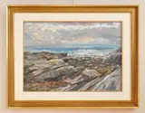 James E. Hughes, Sunset Over Pemaquid, oil on panel, 1991