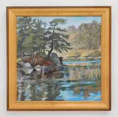 Bend in the Damariscotta River by James E. Hughes, oil on panel, ca. 1983-84, offered Dec 2023