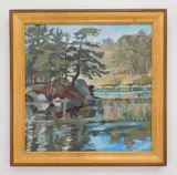 James E. Hughes, Bend in the Damariscotta River, oil on panel, ca. 1983-84