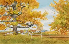Fall Comes Forth by Florian K. Lawton, watercolor on paper, 1996, offered Dec 2023