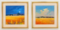 William Cunningham, - 1). Cornfields, Avoca-, oil on board