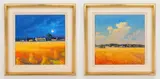 William Cunningham, - 1). Cornfields, Avoca-, oil on board