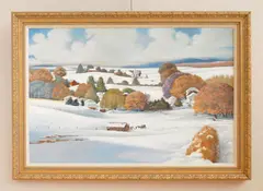 Winter Landscape with Farms by Florian K. Lawton, oil on canvas, offered Dec 2023