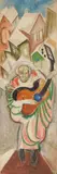 William Sommer, A Merry Christmas & Happy New Year from Laukhoff's Bookstore, watercolor, charcoal, pencil and pastel on paper, ca. 1920's