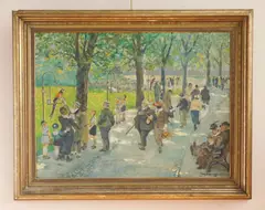 Richard Bloos, Dusseldorf Bird Promenade, oil on canvas, 1937